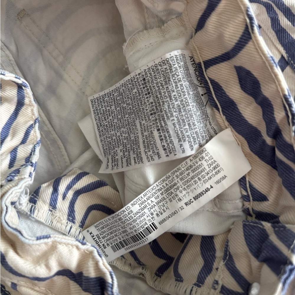 Zara Women’s Swirl Jeans Size 0 Blue White Pants Straight Leg - Picture 6 of 9